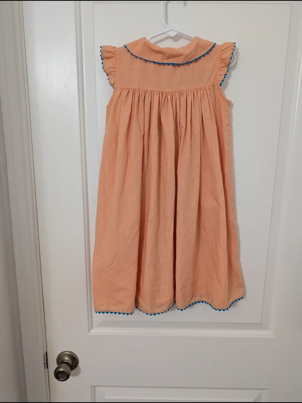 Girls Orange And Blue Smocked Dress With Turtle Detail Summer Vacation